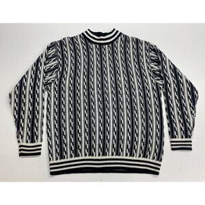 VTG Y2K Men Jordan Craig 3D Knit stripe mock neck pullover sweater XL